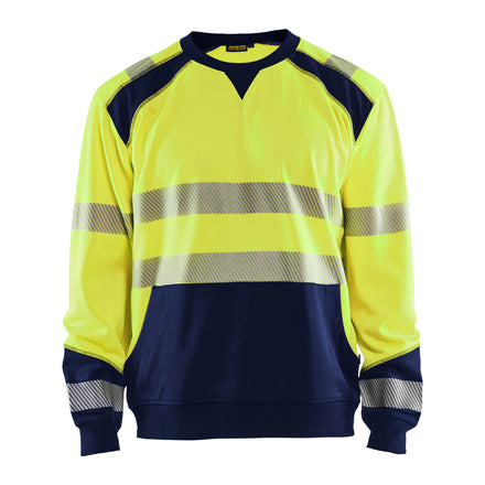 Blaklader 3541 Hi Vis Sweatshirt Hi Vis Yellow Navy Blue Main