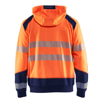 Blaklader 3546 Hi Vis Hooded Sweater Hi Vis Orange Navy Blue Back