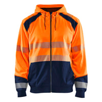 Blaklader 3546 Hi Vis Hooded Sweater Hi Vis Orange Navy Blue Main