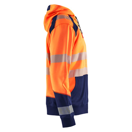 Blaklader 3546 Hi Vis Hooded Sweater Hi Vis Orange Navy Blue Right