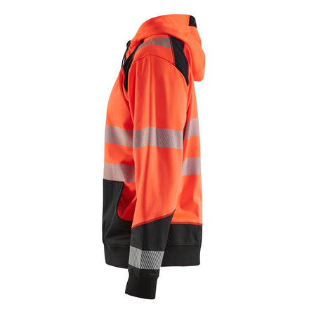 Blaklader 3546 Hi Vis Hooded Sweater Hi Vis Red Black Left