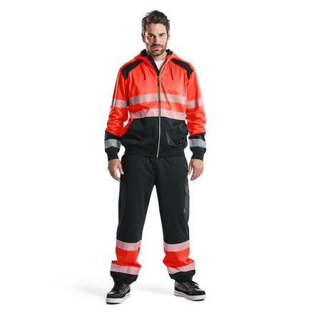 Blaklader 3546 Hi Vis Hooded Sweater Hi Vis Red Black Model