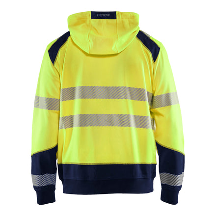 Blaklader 3546 Hi Vis Hooded Sweater Hi Vis Yellow Navy Blue Back