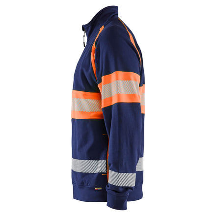 Blaklader 3551 Hi Vis Sweater Navy Blue Hi Vis Orange Left