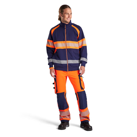 Blaklader 3551 Hi Vis Sweater Navy Blue Hi Vis Orange Model