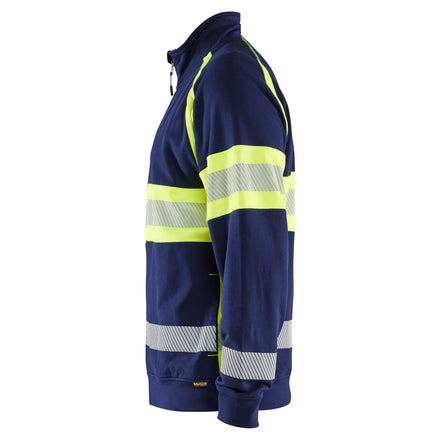 Blaklader 3551 Hi Vis Sweater Navy Blue Hi Vis Yellow Left