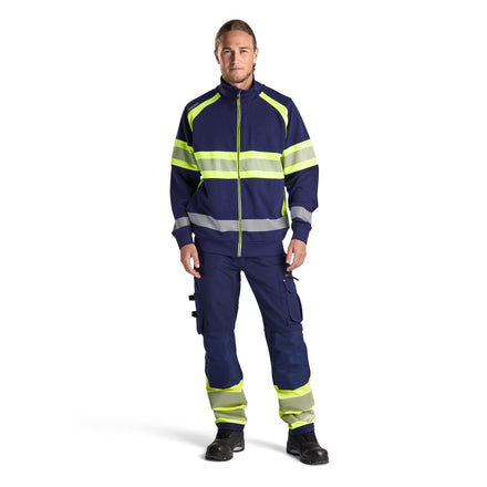 Blaklader 3551 Hi Vis Sweater Navy Blue Hi Vis Yellow Model