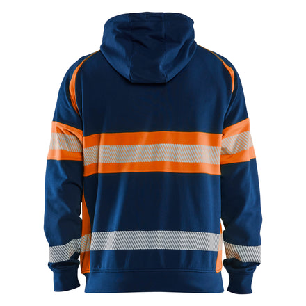 Blaklader 3552 Hi Vis Hoodie Navy Blue Hi Vis Orange Back
