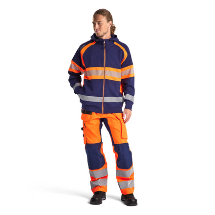 Blaklader 3552 Hi Vis Hoodie Navy Blue Hi Vis Orange Model