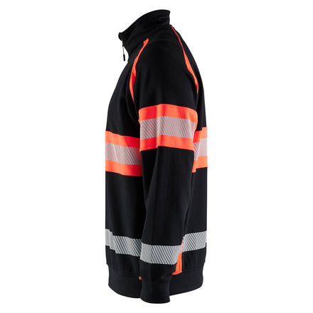Blaklader 3553 Hi Vis Sweater Black Hi Vis Red Left