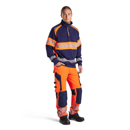 Blaklader 3553 Hi Vis Sweater Navy Blue Hi Vis Orange 2 Model