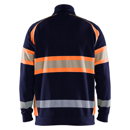 Blaklader 3553 Hi Vis Sweater Navy Blue Hi Vis Orange Back