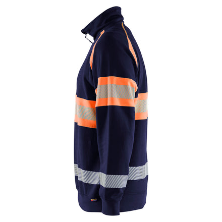 Blaklader 3553 Hi Vis Sweater Navy Blue Hi Vis Orange Left