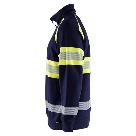 Blaklader 3553 Hi Vis Sweater Navy Blue Hi Vis Yellow Left