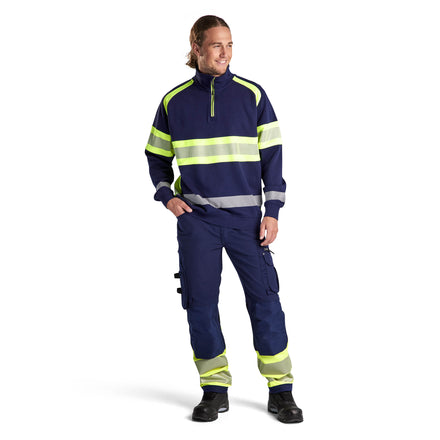 Blaklader 3553 Hi Vis Sweater Navy Blue Hi Vis Yellow Model