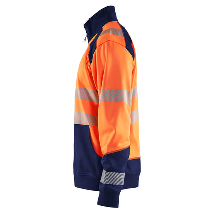 Blaklader 3556 Hi-Vis Orange/Navy Blue Sweatshirt With Half Zip