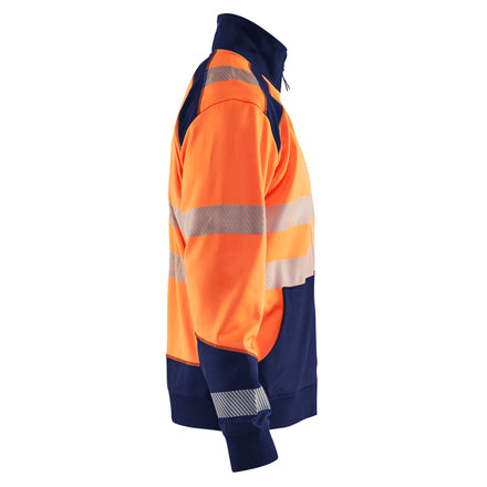 Blaklader 3556 Hi-Vis Orange/Navy Blue Sweatshirt With Half Zip