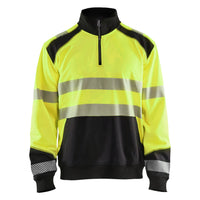Blaklader 3556 Hi-Vis Yellow/Black Sweatshirt With Half Zip