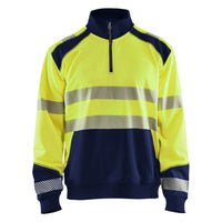 Blaklader 3556 Hi-Vis Yellow/Navy Blue Sweatshirt With Half Zip