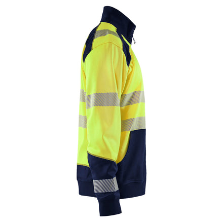 Blaklader 3556 Hi-Vis Yellow/Navy Blue Sweatshirt With Half Zip