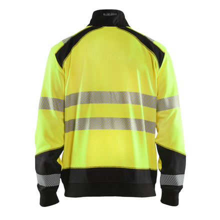 Blaklader 3558 Hi Vis Sweatshirt With Full Zip Hi Vis Yellow Black Back