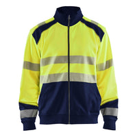 Blaklader 3558 Hi Vis Sweatshirt With Full Zip Hi Vis Yellow Navy Blue Main