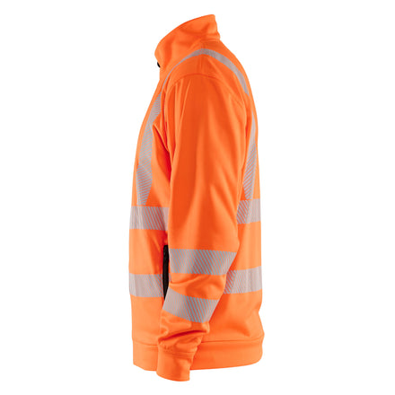 Blaklader 3563 Hi Vis Sweatshirt Full Zip Hi Vis Orange Navy Blue Left