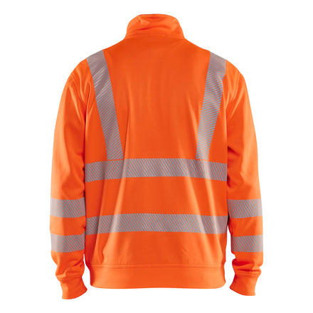 Blaklader 3564 Hi Vis Sweatshirt Half Zip Hi Vis Orange Navy Blue Back