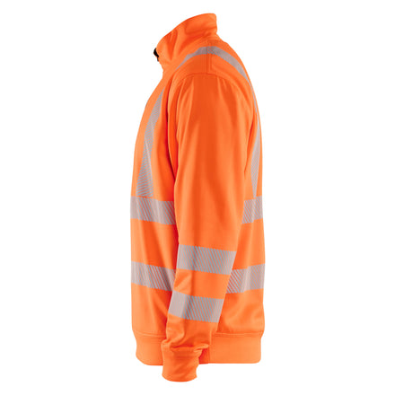 Blaklader 3564 Hi Vis Sweatshirt Half Zip Hi Vis Orange Navy Blue Left
