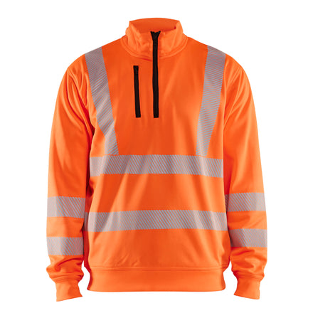 Blaklader 3564 Hi Vis Sweatshirt Half Zip Hi Vis Orange Navy Blue Main