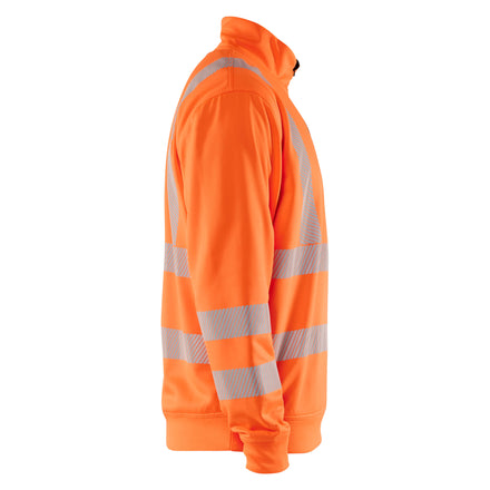 Blaklader 3564 Hi Vis Sweatshirt Half Zip Hi Vis Orange Navy Blue Right