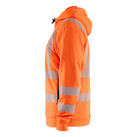 Blaklader 3565 Hi Vis Hoodie Full Zip Hi Vis Orange Navy Blue Left