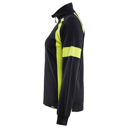 Blaklader 3566 Womens Sweatshirt With Hi Vis Black Hi Vis Yellow Left