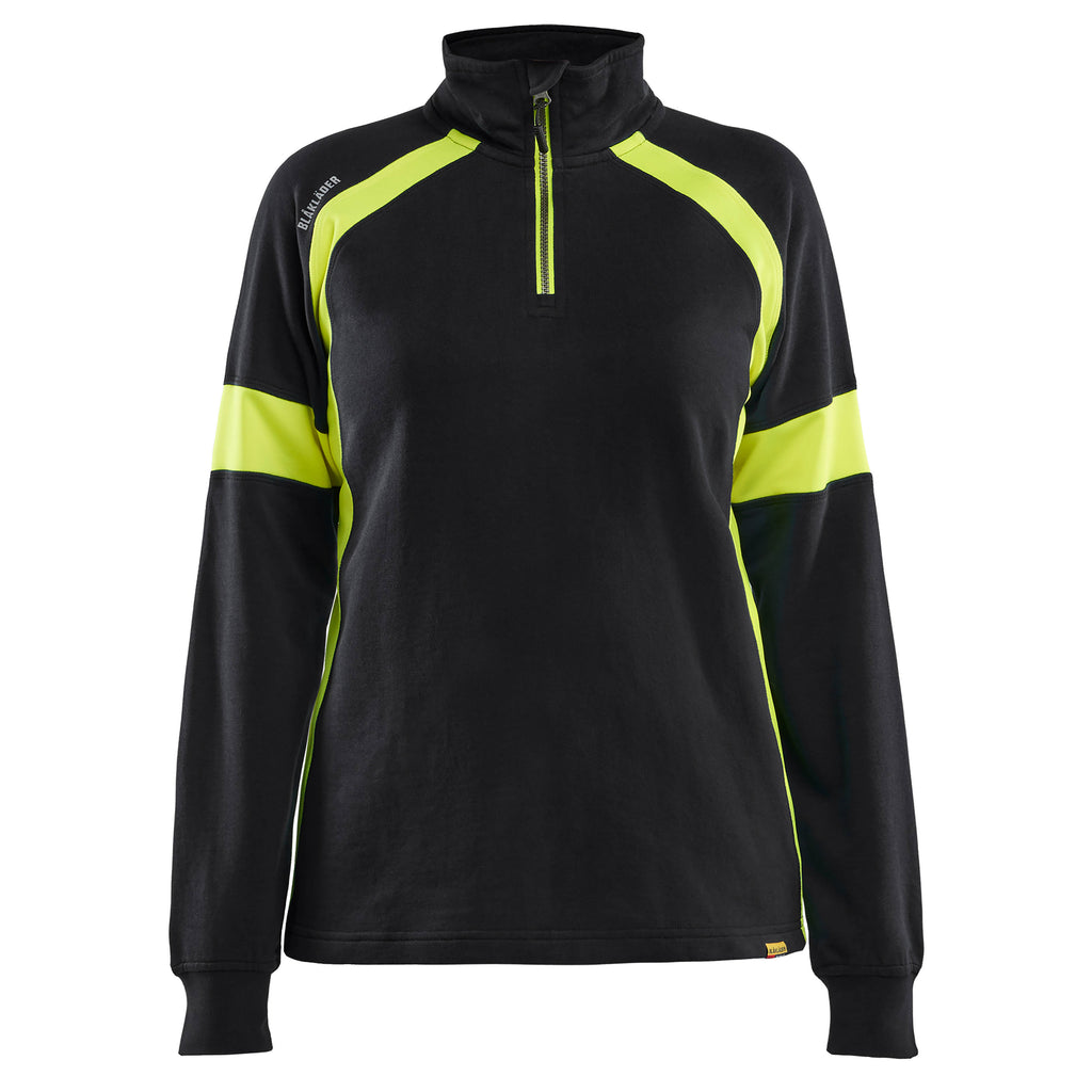 Blaklader 3566 Womens Sweatshirt With Hi Vis Black Hi Vis Yellow Main