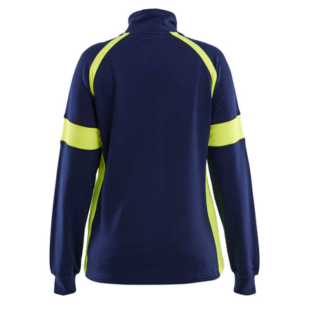 Blaklader 3566 Womens Sweatshirt With Hi Vis Navy Blue Hi Vis Yellow Back