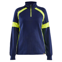 Blaklader 3566 Womens Sweatshirt With Hi Vis Navy Blue Hi Vis Yellow Main