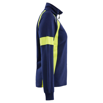 Blaklader 3566 Womens Sweatshirt With Hi Vis Navy Blue Hi Vis Yellow Right