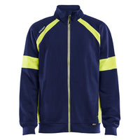Blaklader 3567 Sweatshirt With Hi Vis Full Zip Navy Blue Hi Vis Yellow Main