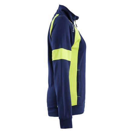 Blaklader 3568 Womens Sweatshirt With Hi Vis Full Zip Navy Blue Hi Vis Yellow Right