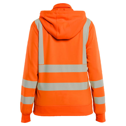 Blaklader 3574 Womens Hi Vis Sweatshirt Detachable Hood Hi Vis Orange Navy Blue Back