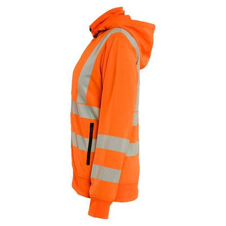 Blaklader 3574 Womens Hi Vis Sweatshirt Detachable Hood Hi Vis Orange Navy Blue Left