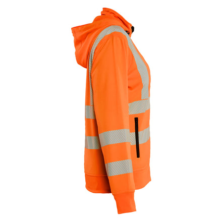 Blaklader 3574 Womens Hi Vis Sweatshirt Detachable Hood Hi Vis Orange Navy Blue Right