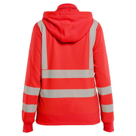 Blaklader 3574 Womens Hi Vis Sweatshirt Detachable Hood Hi Vis Red Back