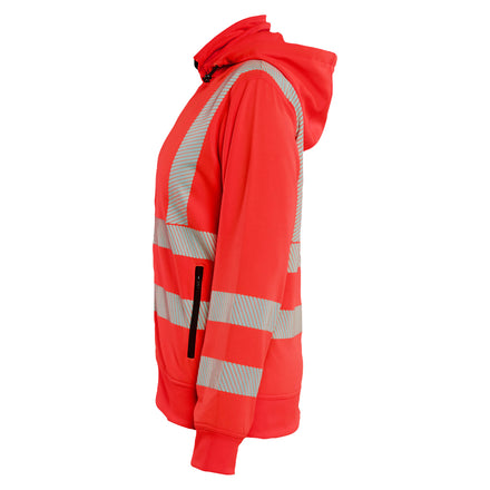 Blaklader 3574 Womens Hi Vis Sweatshirt Detachable Hood Hi Vis Red Left