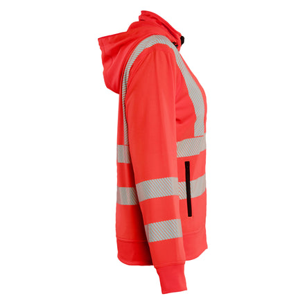 Blaklader 3574 Womens Hi Vis Sweatshirt Detachable Hood Hi Vis Red Right