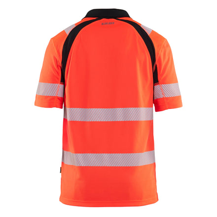 Blaklader 3595 Hi Vis Uv Protected Polo Shirt Hi Vis Red Black Back