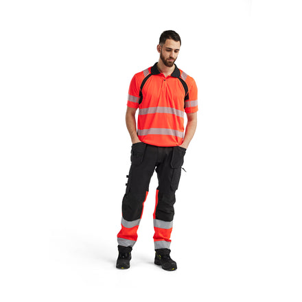 Blaklader 3595 Hi Vis Uv Protected Polo Shirt Hi Vis Red Black Model