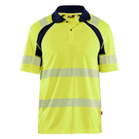 Blaklader 3595 Hi Vis Uv Protected Polo Shirt Hi Vis Yellow Navy Blue Main