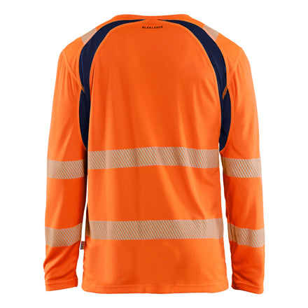 Blaklader 3599 Hi Vis Uv Protected Long Sleeved T Shirt Hi Vis Orange Navy Blue Back