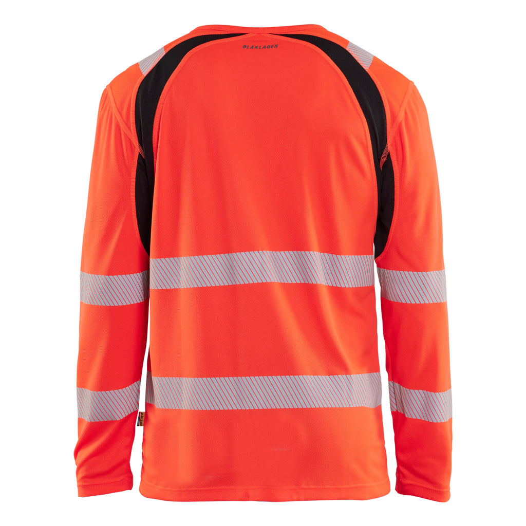 Blaklader 3599 Hi Vis Uv Protected Long Sleeved T Shirt Hi Vis Red Black Back